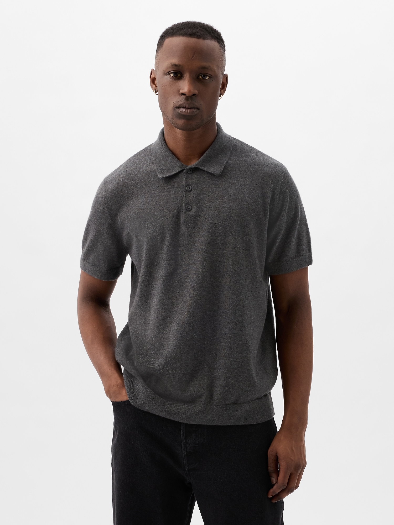 Gap Cashsoft Sweater Polo Shirt Shirt In Charcoal