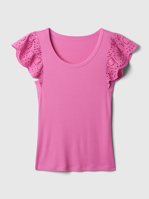 Image number 5 showing, Eyelet Sleeve Rib T-Shirt