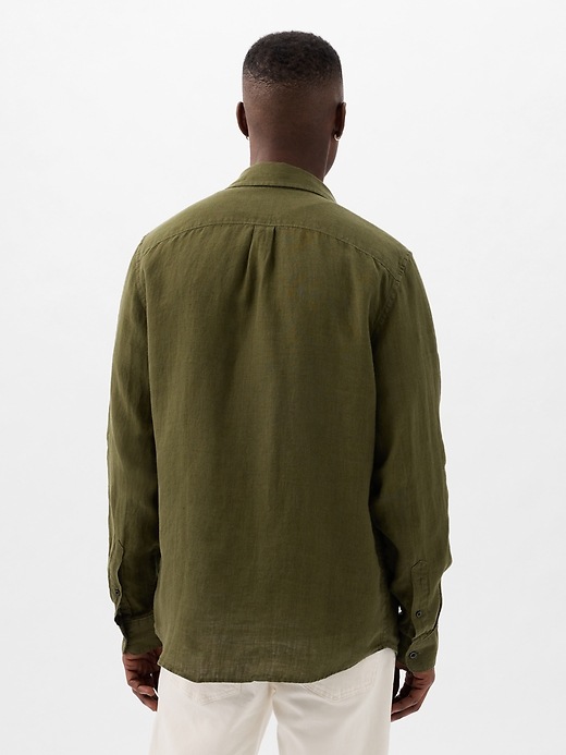 2 of 8 showing, with the color army jacket green of product Linen Shirt