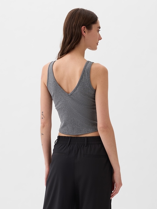 2 of 8 showing, with the color new heather grey of product GapFit Studio Rib V-Neck Brami
