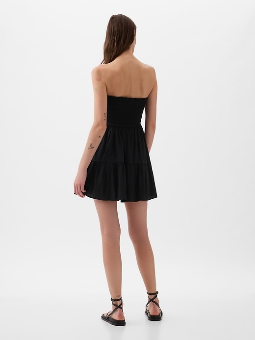 2 of 8 showing, with the color black of product Strapless Smocked Mini Dress