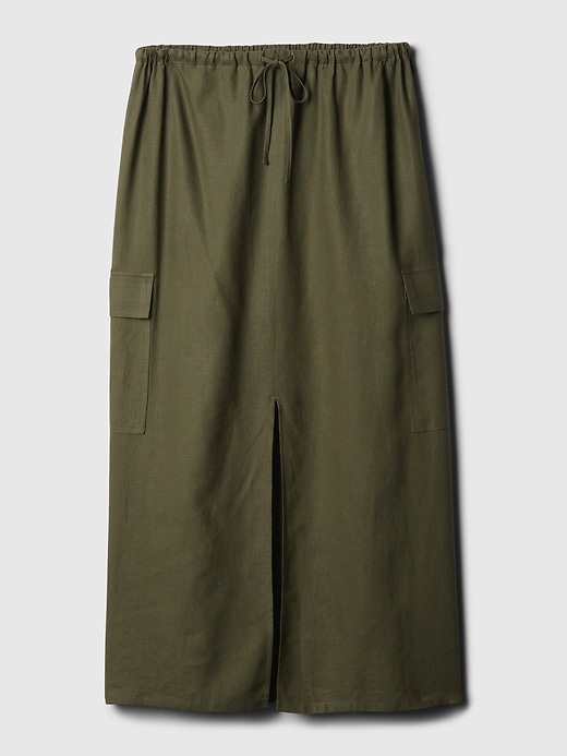 Image number 4 showing, Linen-Blend Cargo Midi Skirt