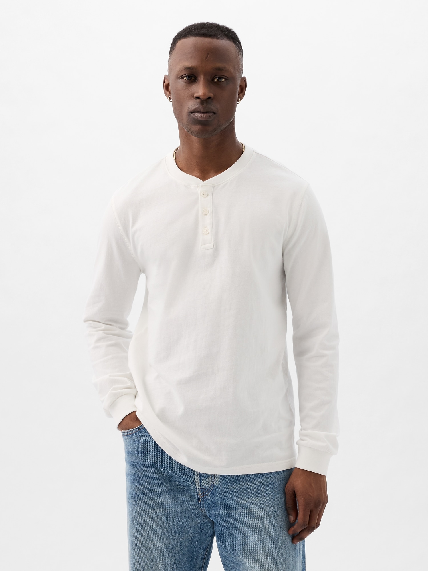 Gap Henley Shirt In Off White