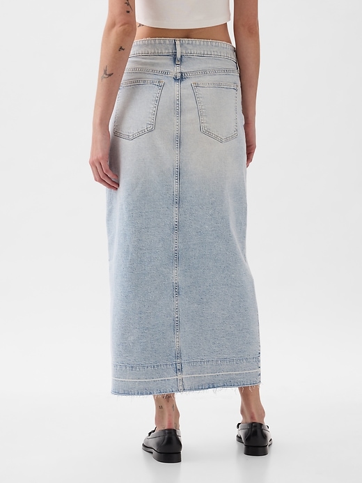 2 of 8 showing, with the color light wash indigo of product Denim Midi Skirt