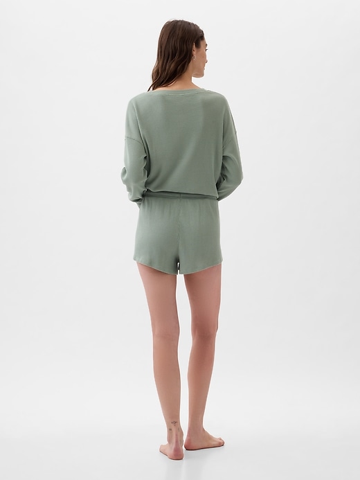 2 of 8 showing, with the color sage green of product Waffle PJ Shorts