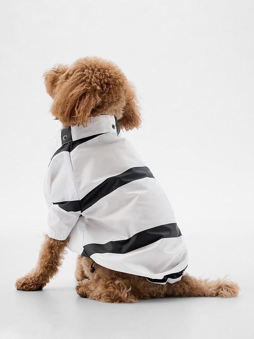 2 of 8 showing, with the color navy blue & white stripe of product Pet Rain Jacket