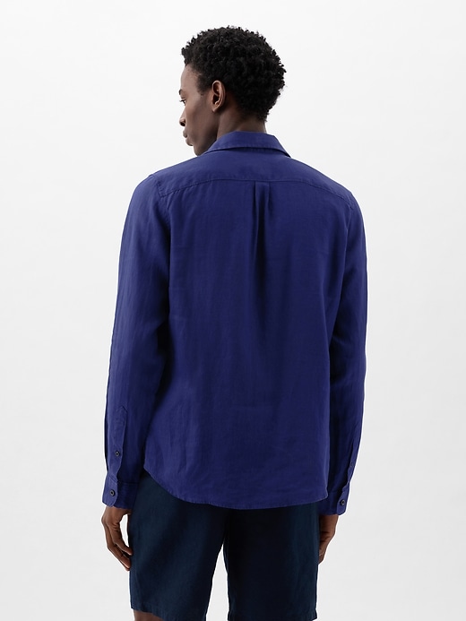 2 of 8 showing, with the color deep cobalt of product Linen Shirt
