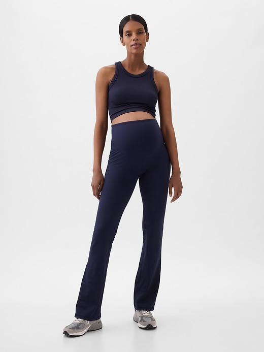 1 of 8 showing, with the color navy blue of product Maternity Power Full Panel Flare Leggings
