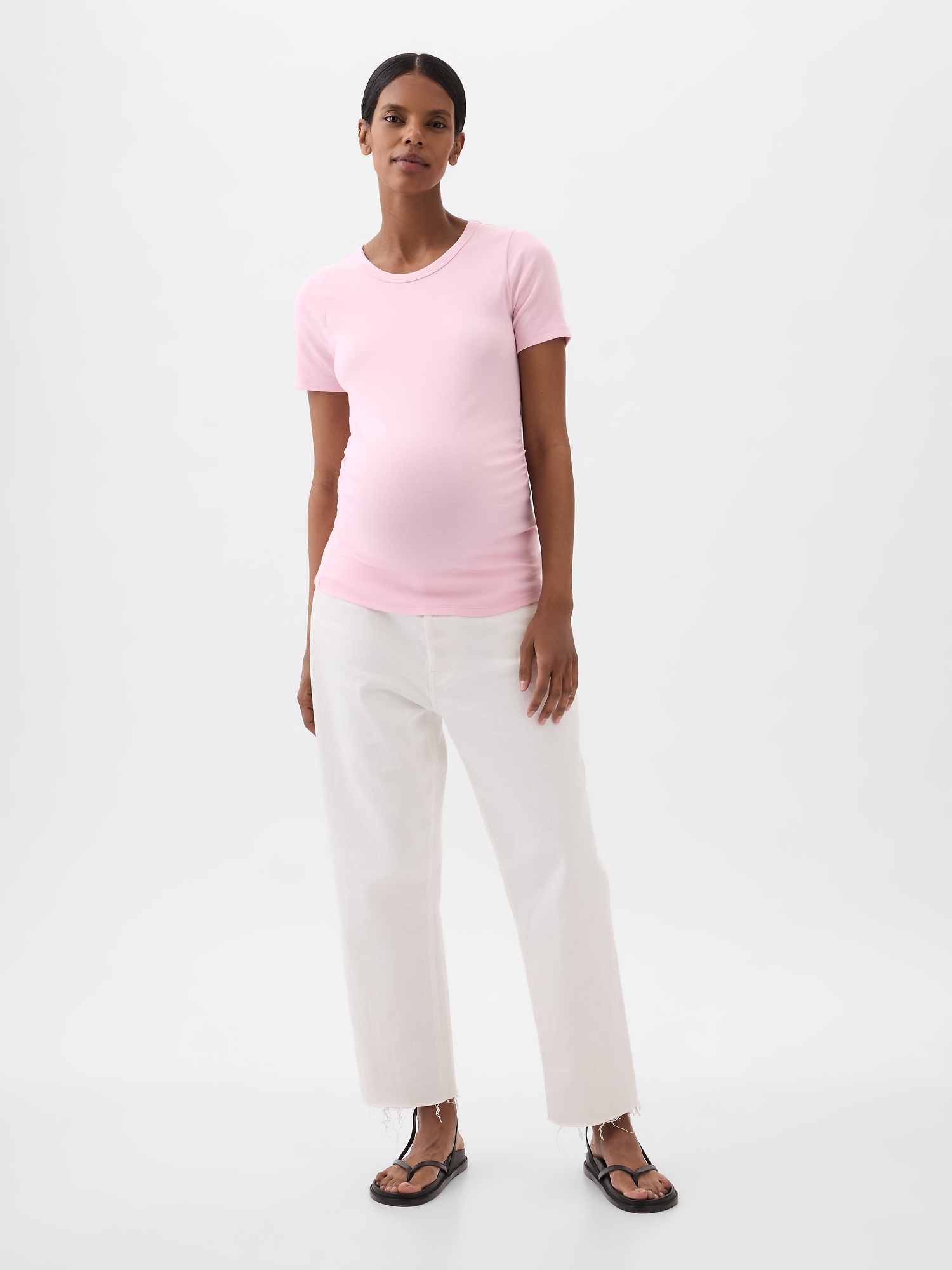 Gap Maternity Modern Crewneck T-shirt In Light Peony Pink