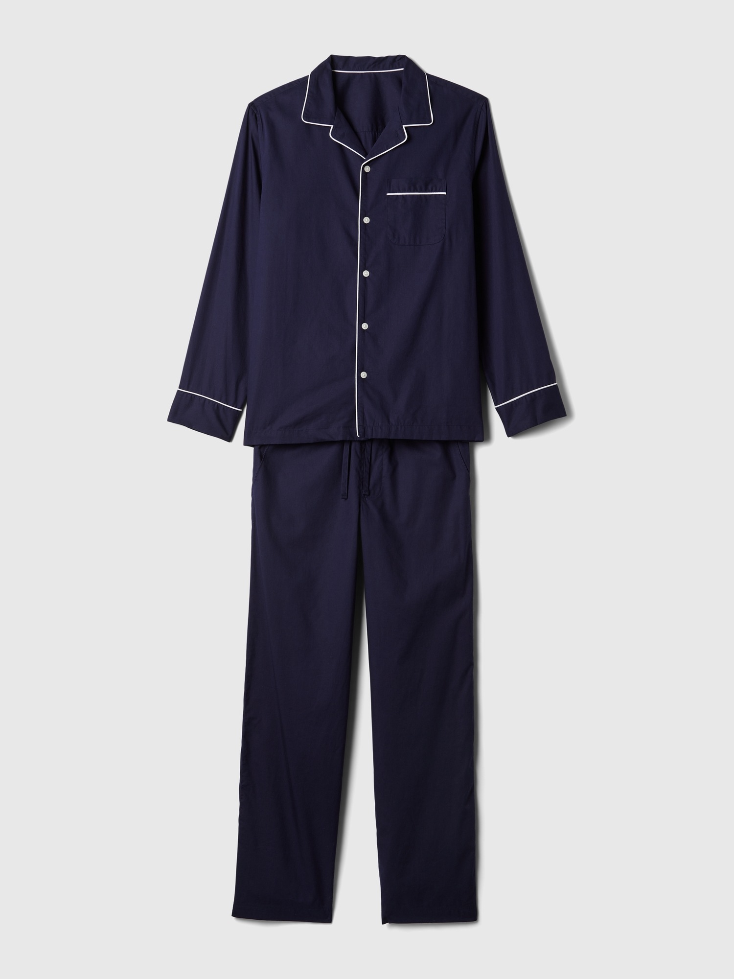 Пижамный комплект Adult Poplin для мужчин — Gap, цвет: Тёмный Ночной — фото 3