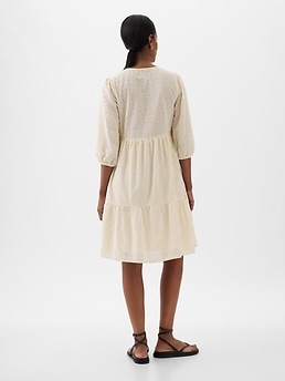 Maternity Eyelet Tiered Mini Dress Gap