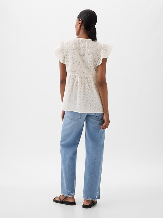 2 of 8 showing, with the color new off white of product Maternity Eyelet Shirt