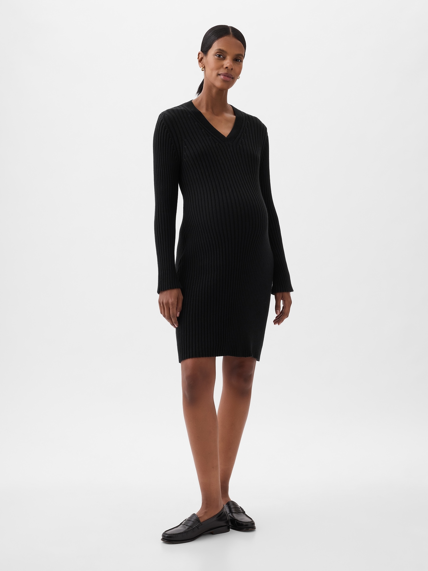 Gap Maternity Rib Mini Sweater Dress In Black