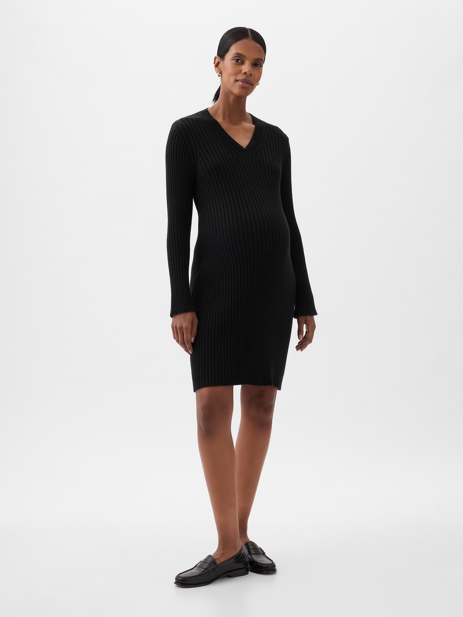 Maternity Rib Mini Sweater Dress