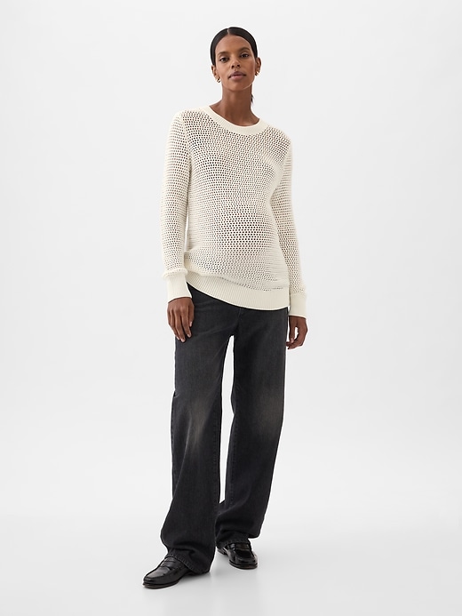 Image number 1 showing, Maternity Crochet Sweater