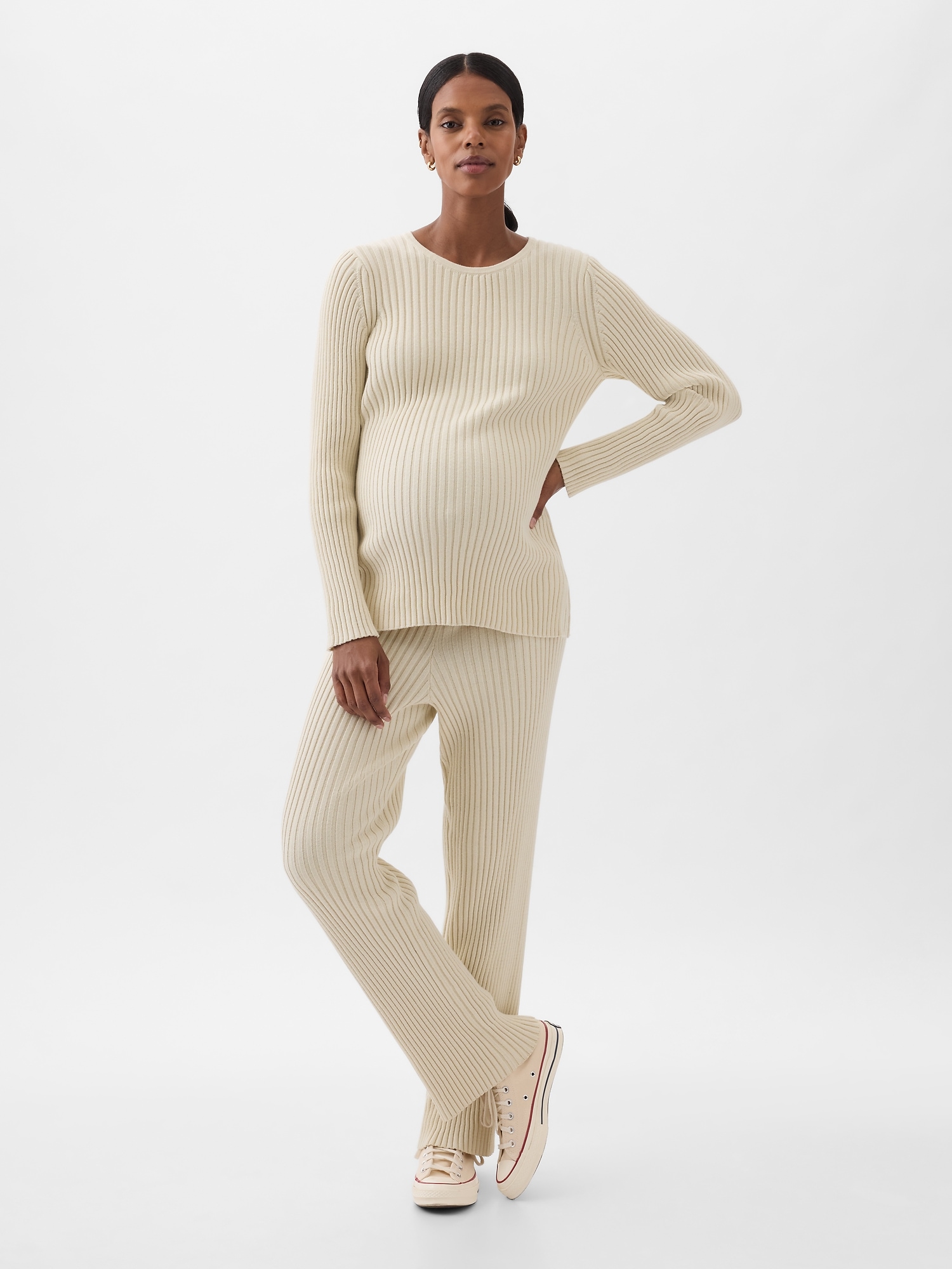 Gap Maternity Rib Sweater In Chino Beige