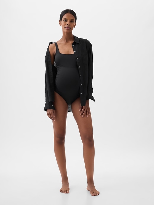 Image number 3 showing, Maternity Square Neck One-Piece Swimsuit