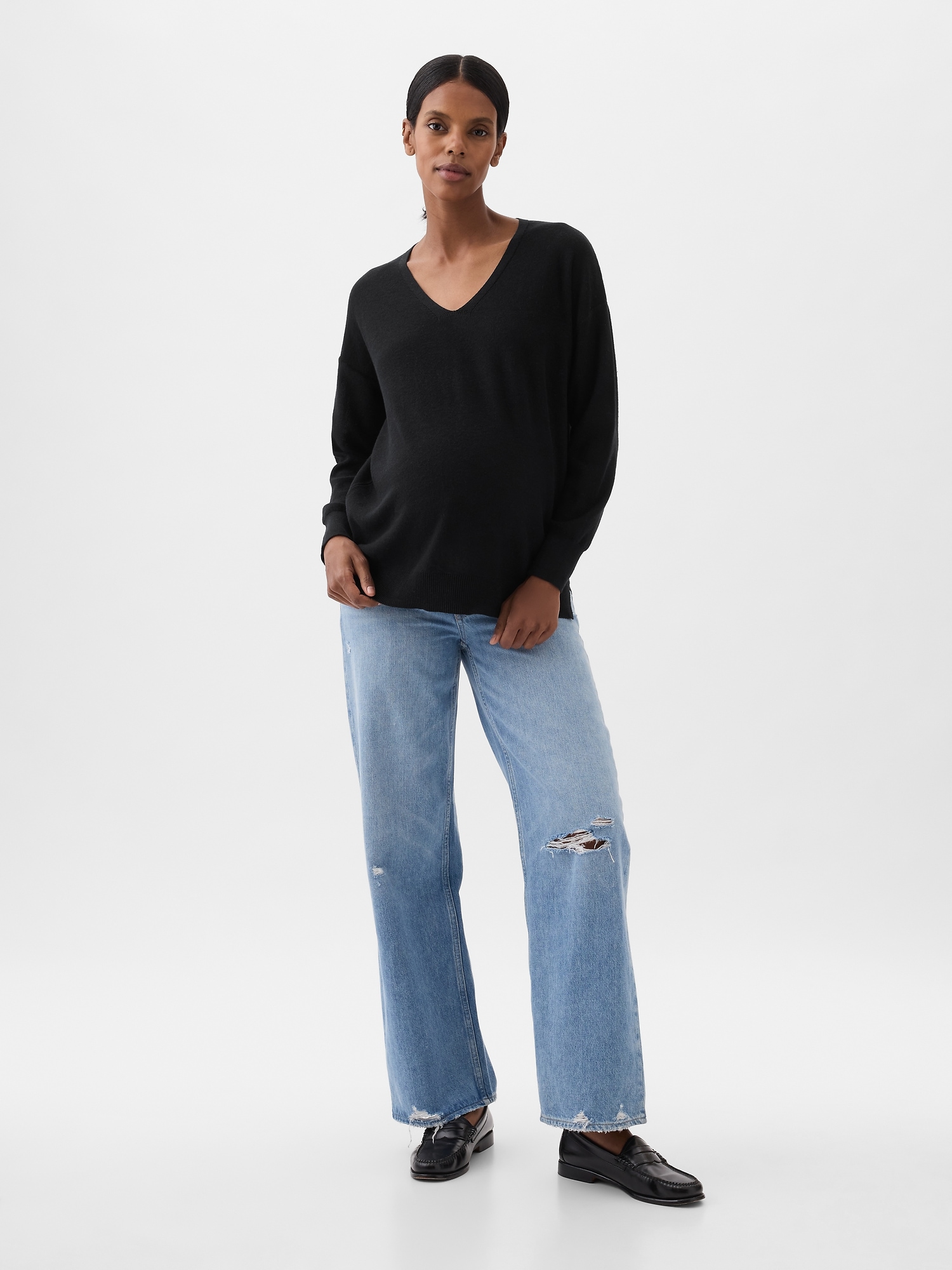 Gap Maternity Linen-blend Sweater In Black