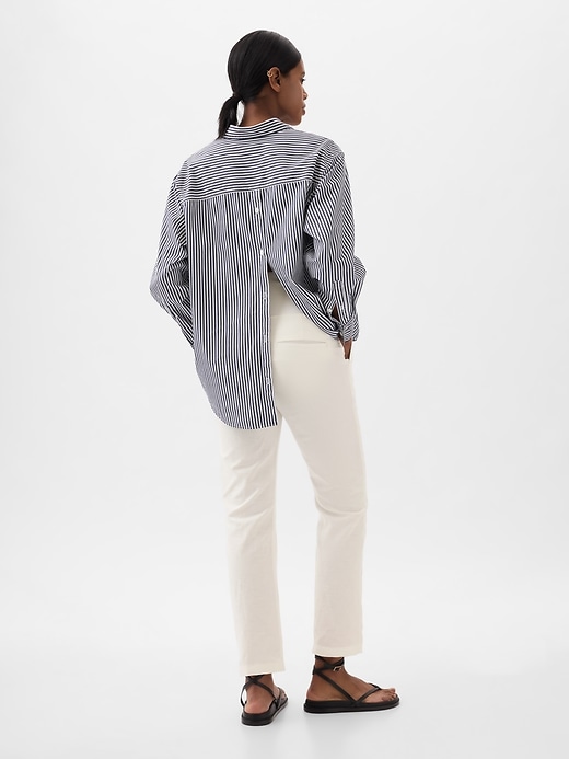 2 of 8 showing, with the color New off white of product Maternity Full Panel Linen-Cotton Pants