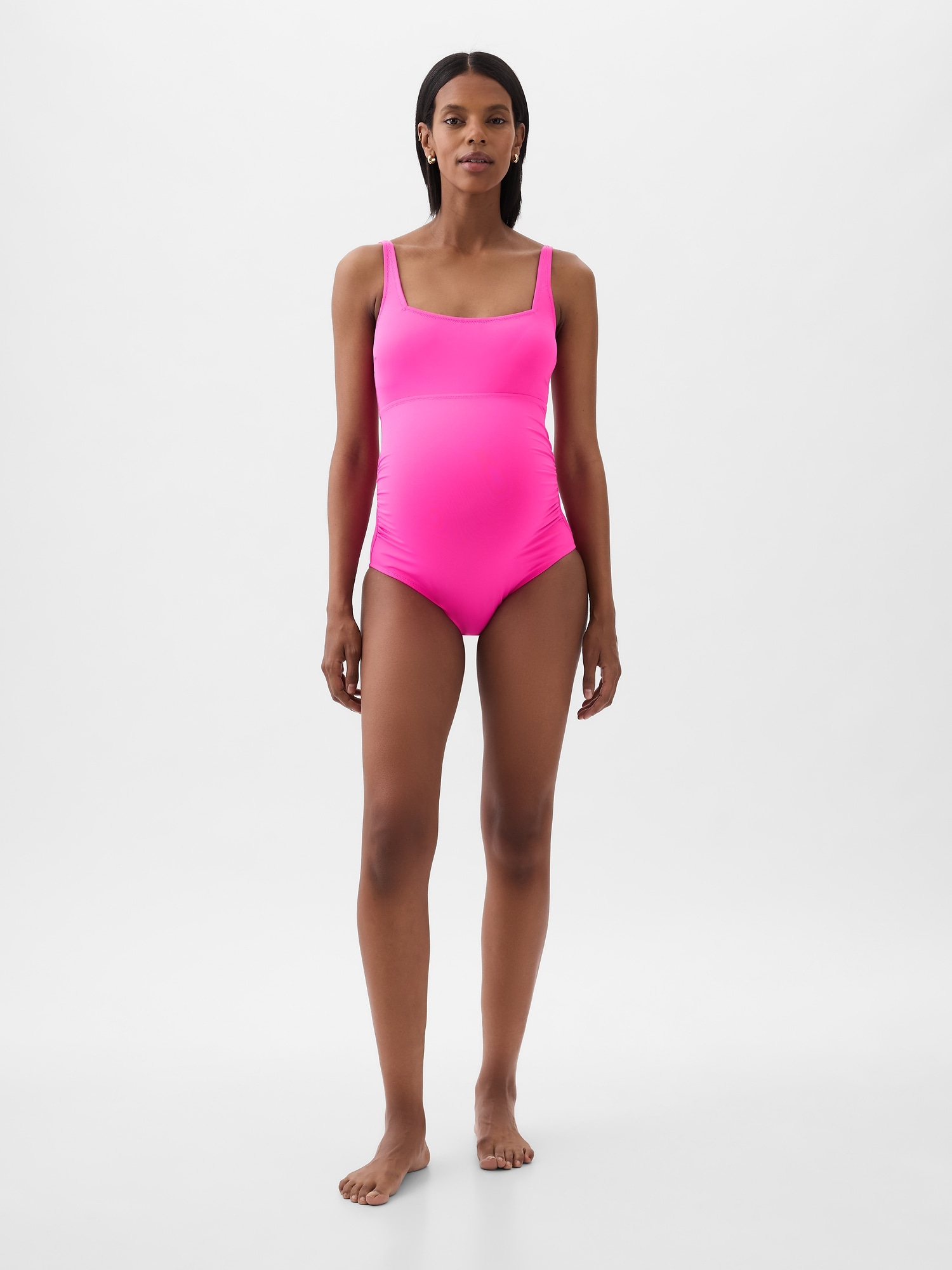 Shop Gap Maternity Square Neck One-piece Swimsuit In Phoebe Pink
