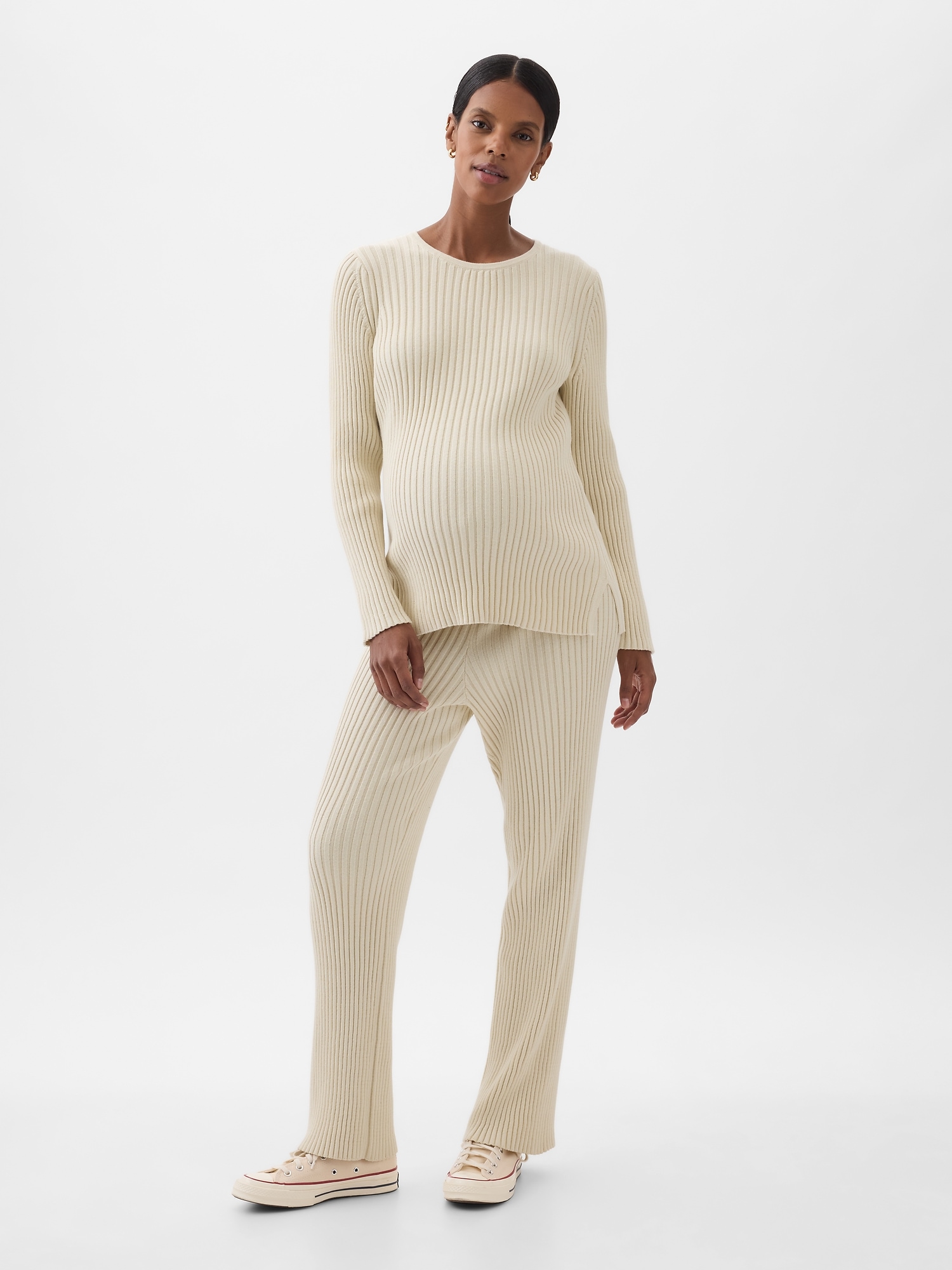 Gap Maternity Rib Sweater Pants In Chino Beige