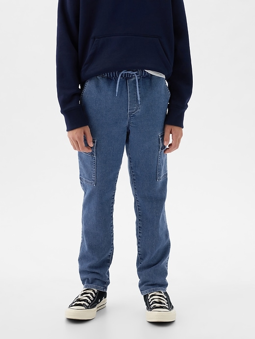 2 of 8 showing, with the color medium wash of product Kids Cargo Denim Joggers