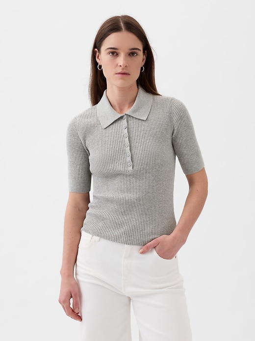 Image number 6 showing, Lightweight CashSoft Polo Sweater