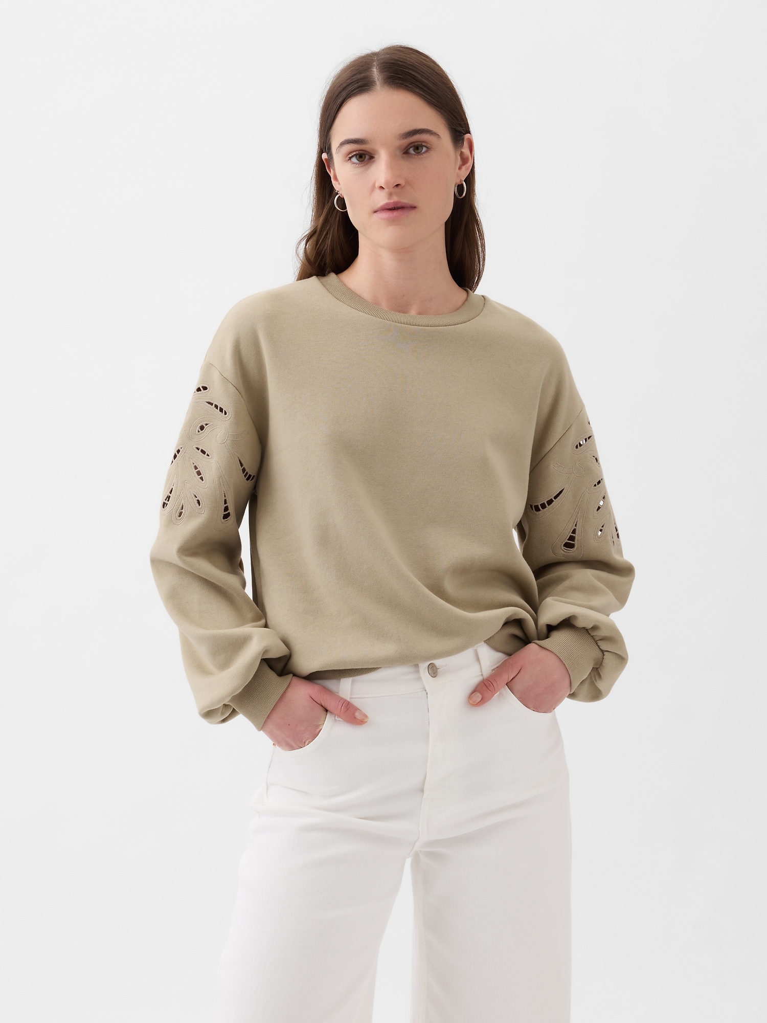 Vintage Soft Eyelet Sleeve Sweatshirt