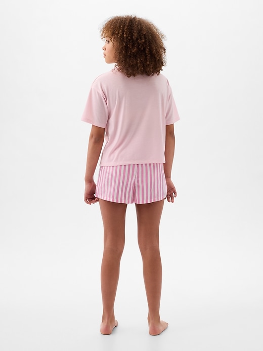 2 of 8 showing, with the color light peony pink of product Kids PJ Shorts Set