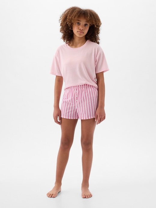 1 of 8 showing, with the color light peony pink of product Kids PJ Shorts Set