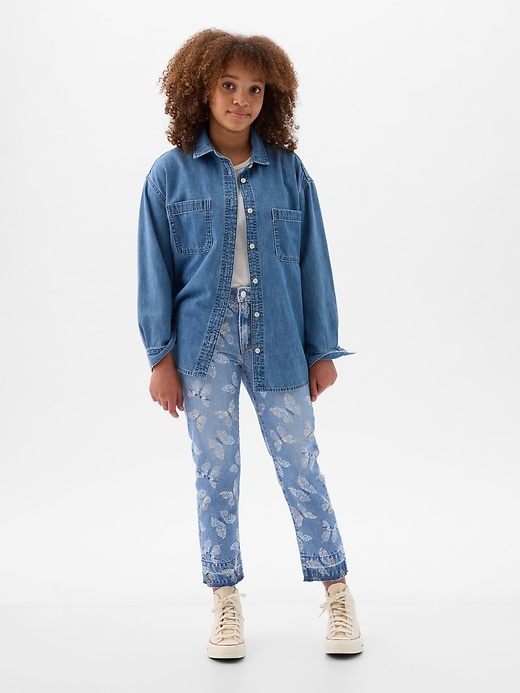 1 of 8 showing, with the color medium wash of product Kids High Rise Print Girlfriend Jeans