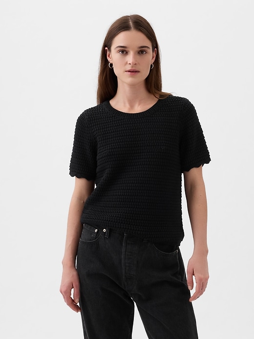 1 of 8 showing, with the color black of product Crochet Sweater