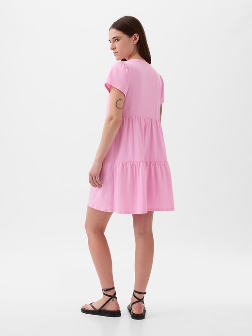 2 of 8 showing, with the color sugar pink of product Tiered Mini Dress