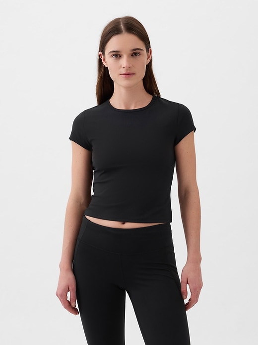 1 of 8 showing, with the color true black of product GapFit Studio Rib Cropped T-Shirt