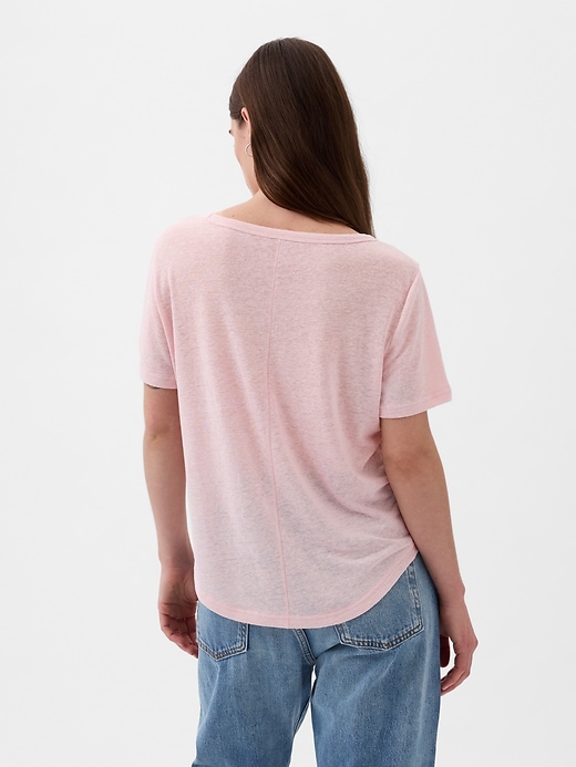 2 of 8 showing, with the color light peony pink of product Linen-Blend T-Shirt