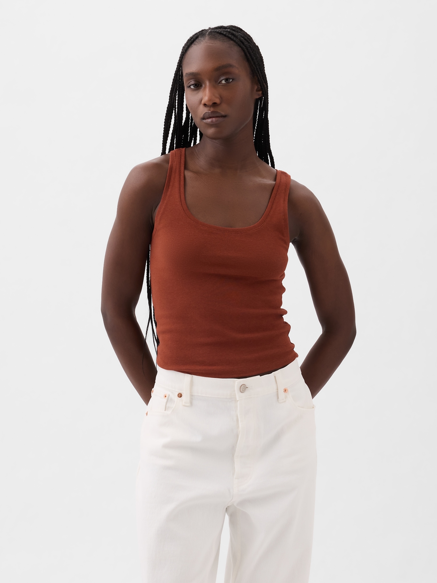 Gap Modern Cropped Tank Top In Smoked Paprika Orange