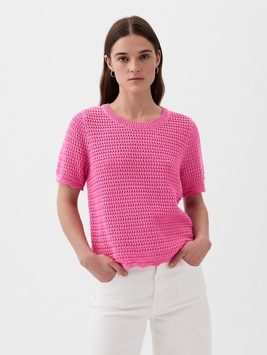 1 of 8 showing, with the color indie pink of product Crochet Sweater