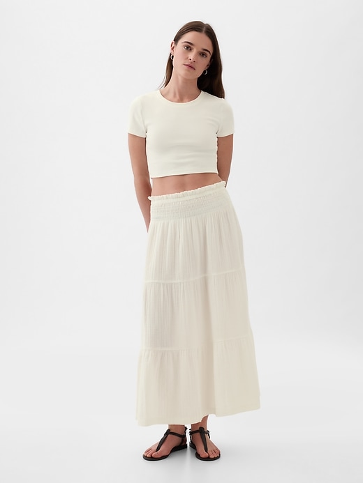 Image number 3 showing, Crinkle Gauze Tiered Maxi Skirt