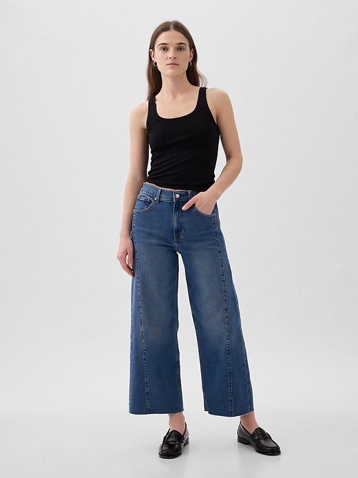 Image number 1 showing, High Rise Stride Wide-Leg Ankle Jeans