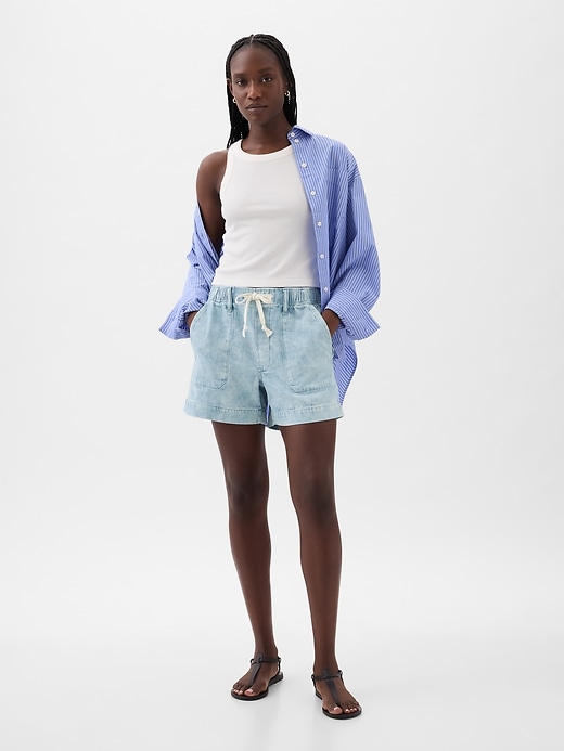 1 of 8 showing, with the color light indigo of product Denim Easy Shorts