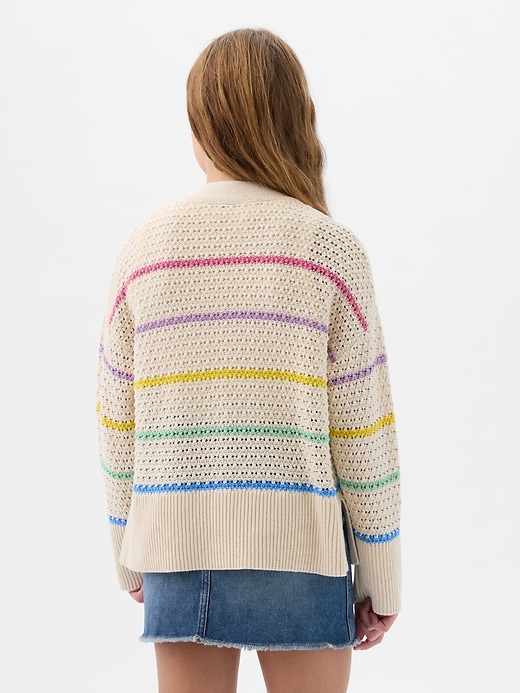 2 of 8 showing, with the color multi stripe of product Kids Pointelle Cardigan