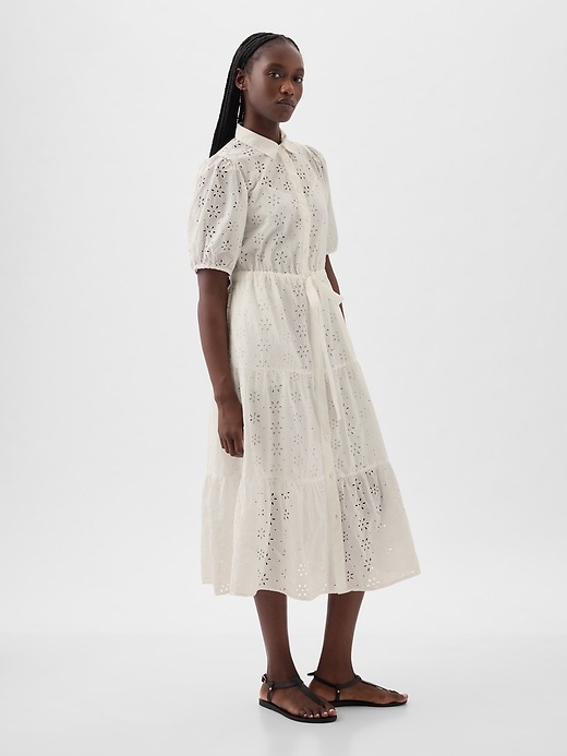 gap tiered midi dress Eyelet Tiered Midi Dress