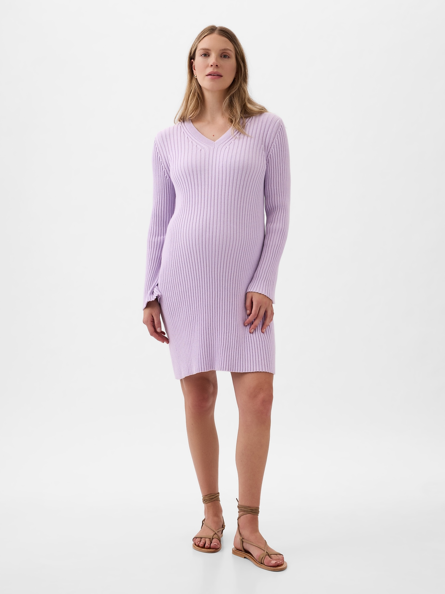 Gap Maternity Rib Mini Sweater Dress In Orchid Petal Purple