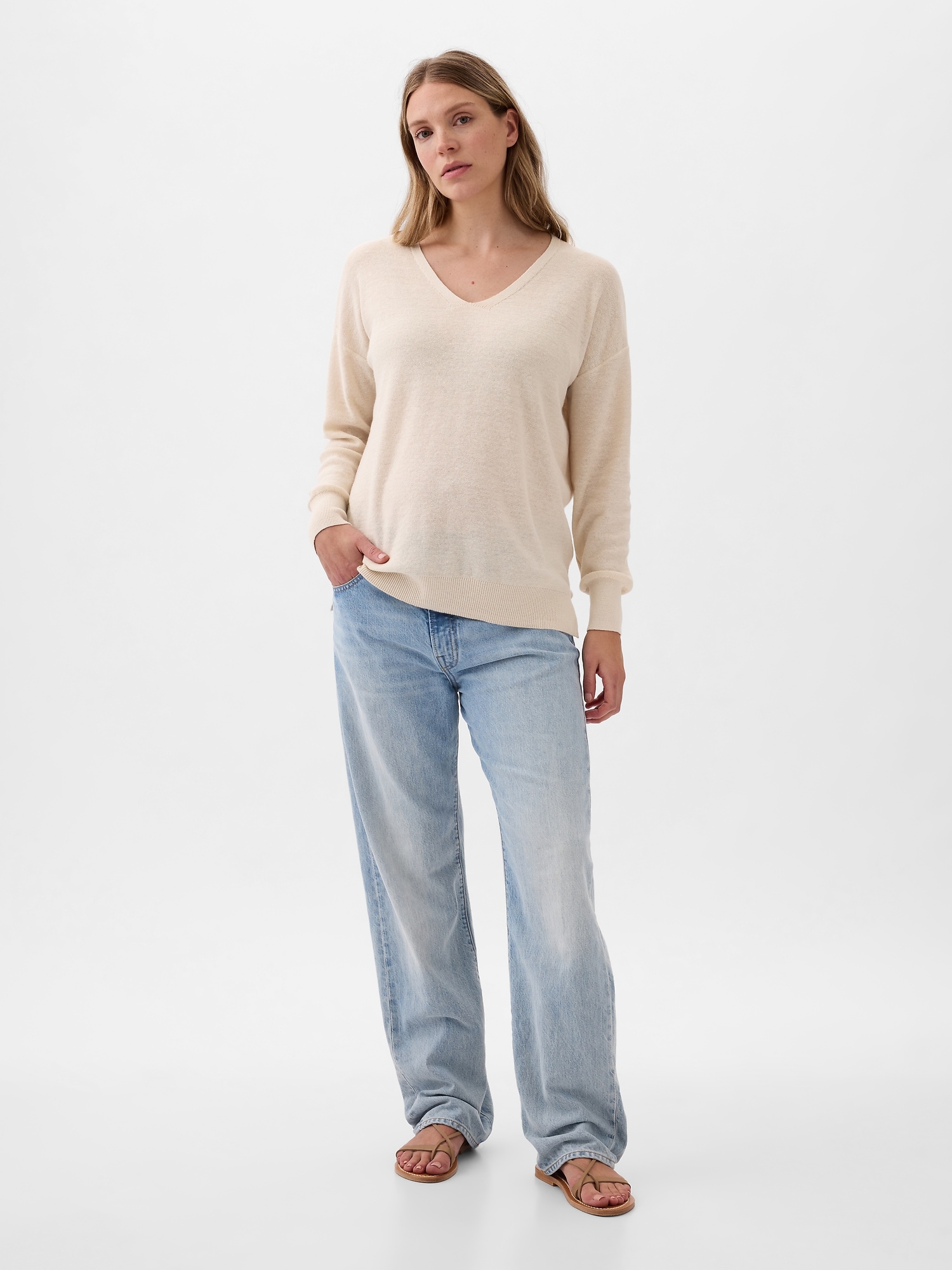 Gap Maternity Linen-blend Sweater In Chino Beige