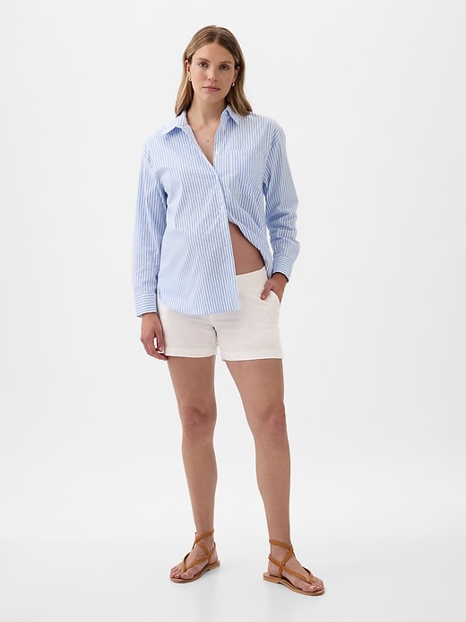 Image number 2 showing, Maternity Linen-Cotton Shorts