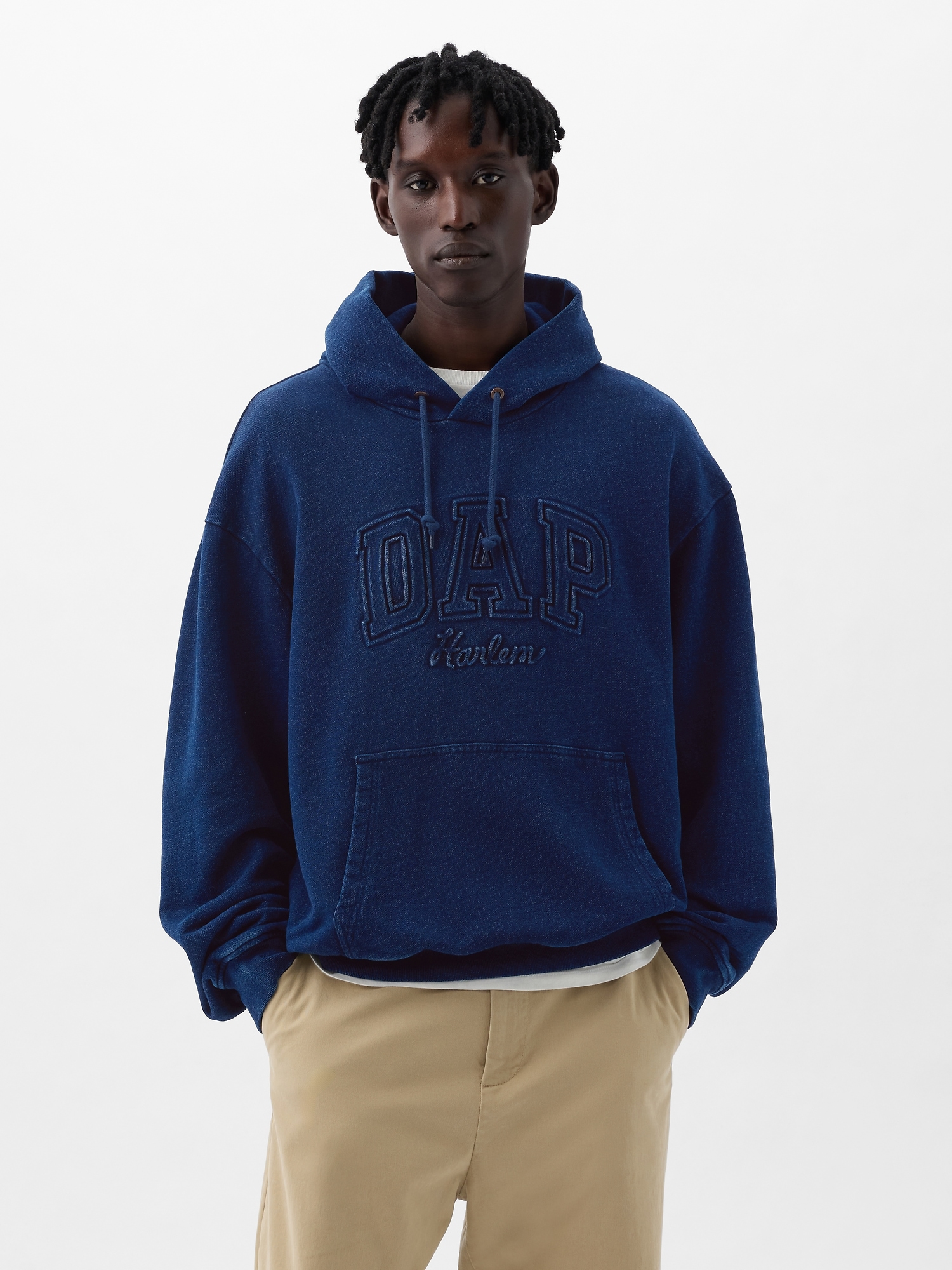 Shop Gap Dap ×  Denim Logo Hoodie In Dark Indigo