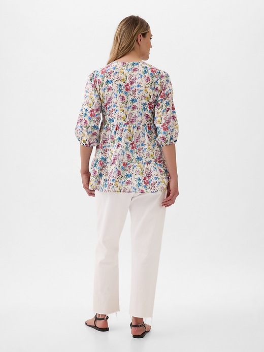2 of 8 showing, with the color white floral print of product Maternity Tiered Tunic
