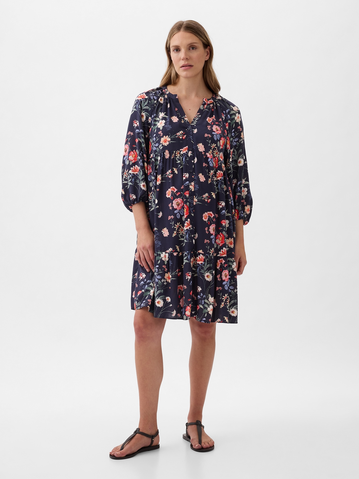 Gap Maternity Tiered Mini Dress In Black Floral