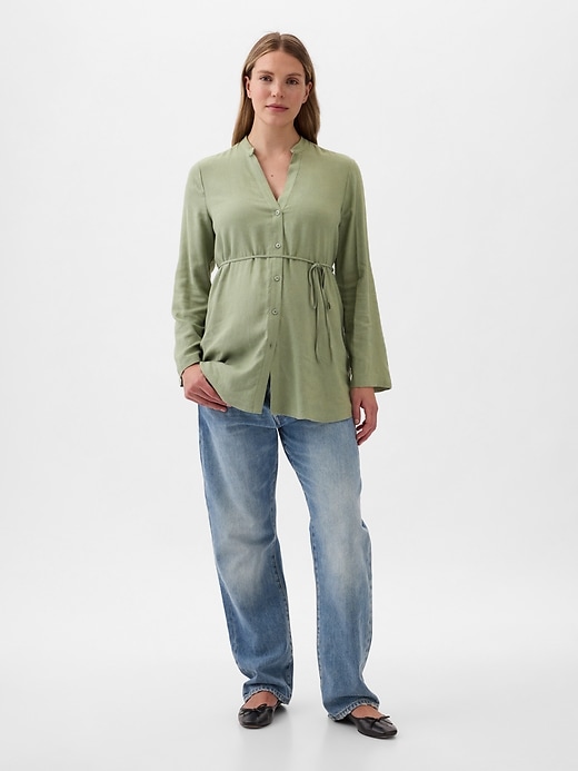 View large product image 1 of 1. Maternity Linen-Blend Shirt
