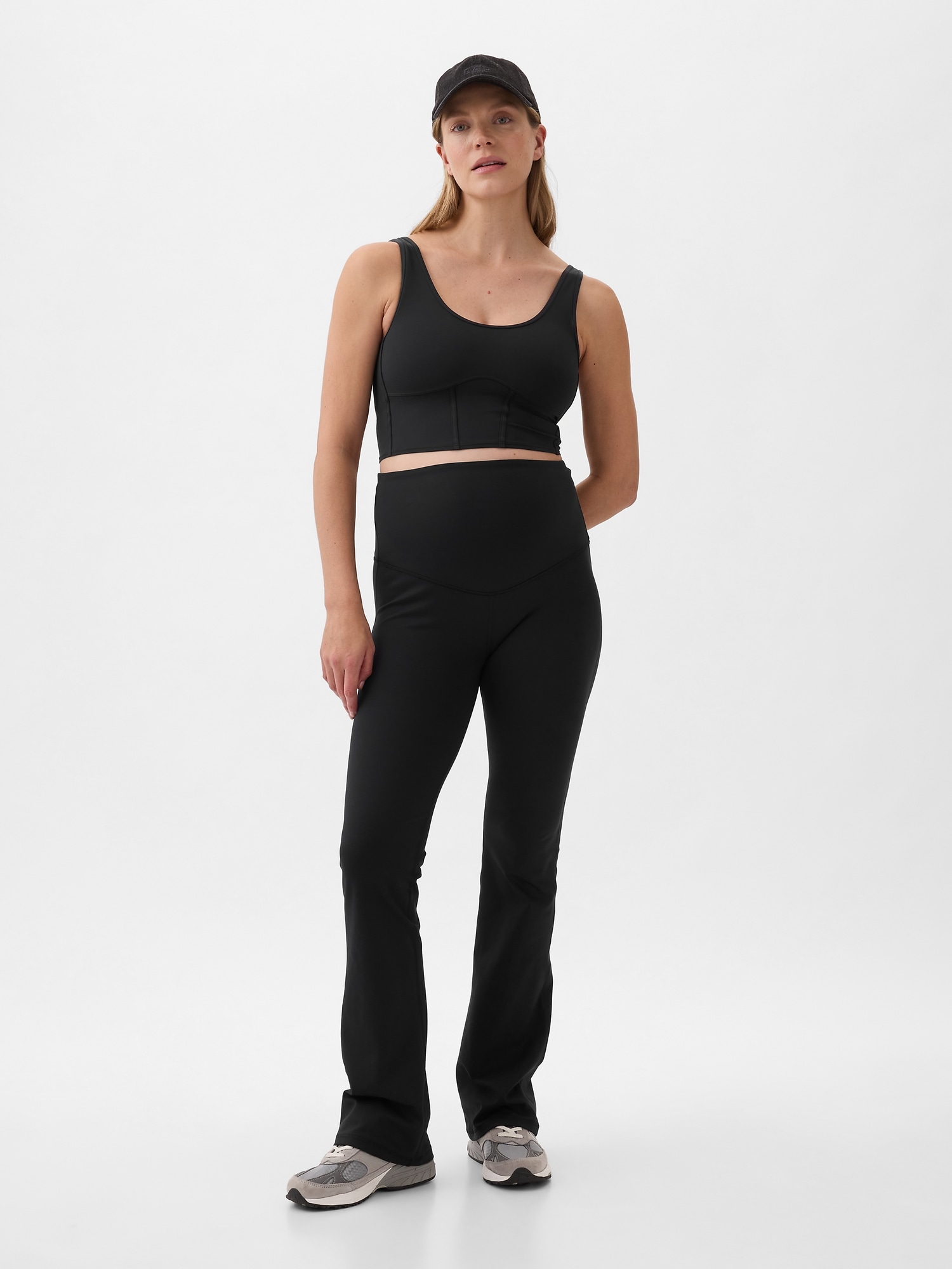 Gap Maternity Power Full Panel Flare Leggings In Black